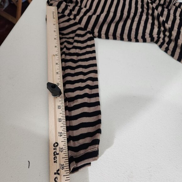 Cable & Gauge Womens Top Size M Draped Cowl Neck Black & Tan Striped - Picture 11 of 12